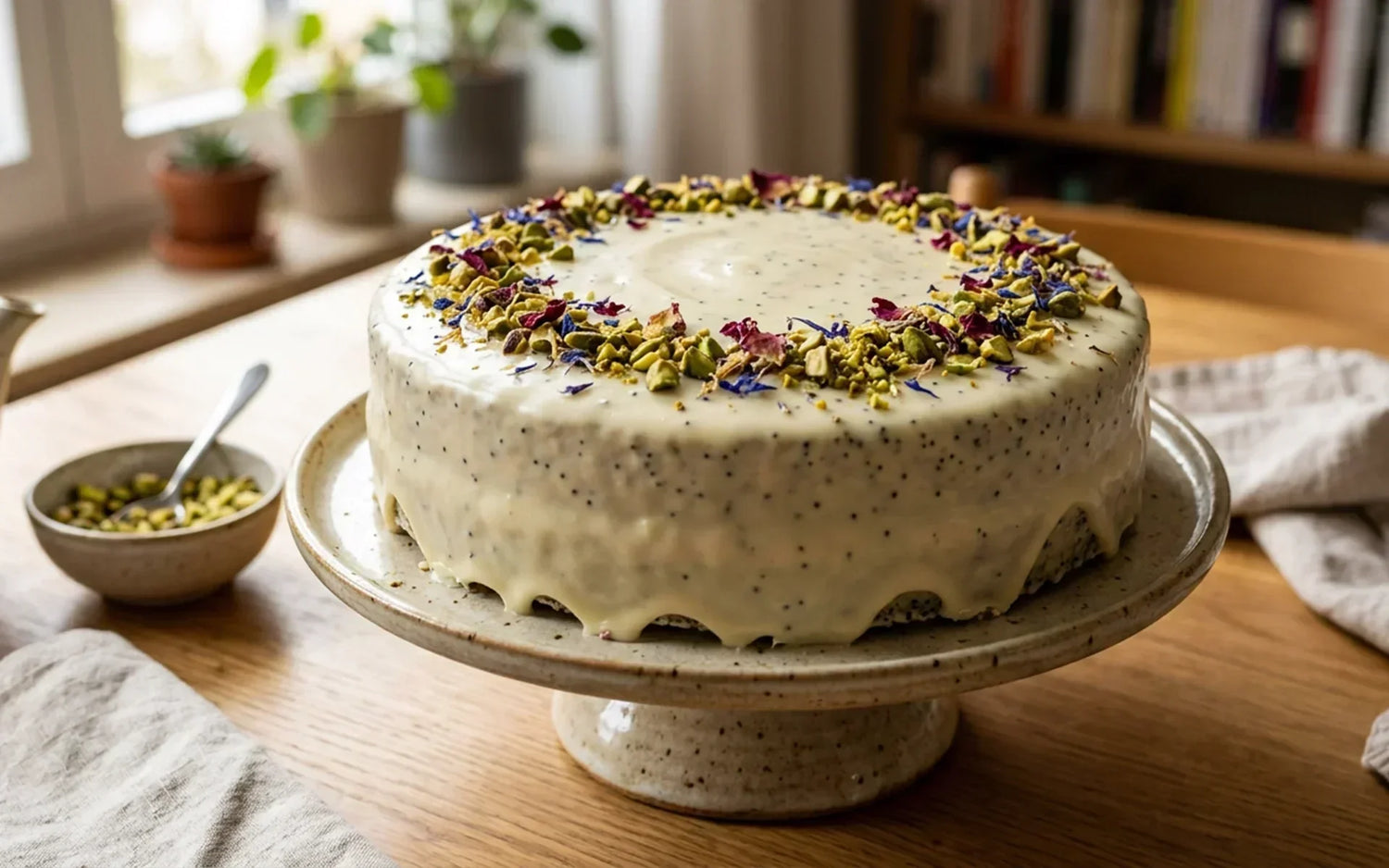 Mohntorte auf Tisch